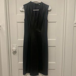 Amaya Arzuaga Leather Dress Women's 38 Black Genuine Lamb Skin Lined 90s Vintage